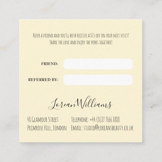 房保美容師フラワークラウン結婚のヘアスタイル 予約カード (裏面)