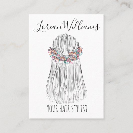房保美容師フラワークラウン結婚のヘアスタイル 名刺 (正面)