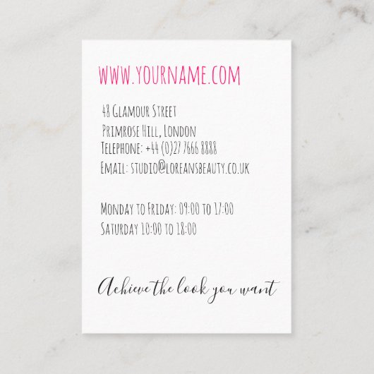 房保美容師フラワークラウン結婚のヘアスタイル 名刺 (裏面)