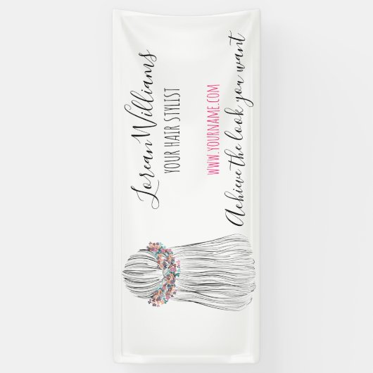 房保美容師フラワークラウン結婚のヘアスタイル 横断幕 (縦)