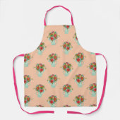 房保花ピンク柄 エプロン (正面)