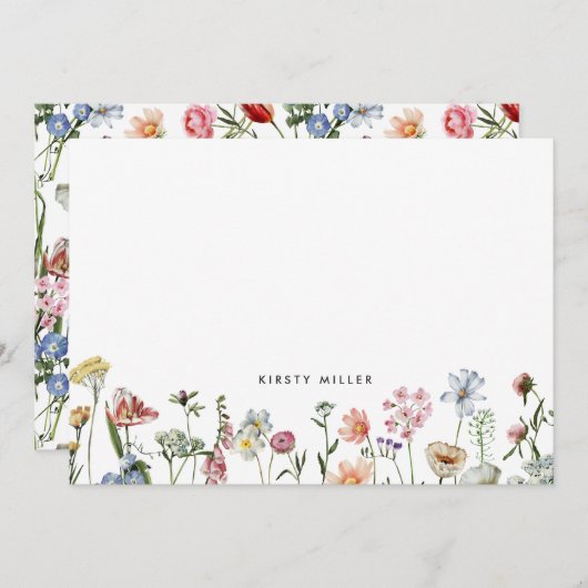 房保野カラフル花文房具パーソナライズされた ノートカード (正面/裏面)