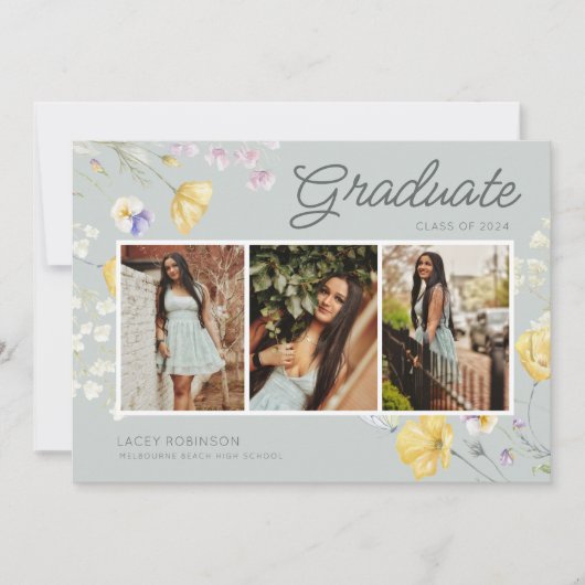 房保野花写真高校卒業 案内状 (正面)