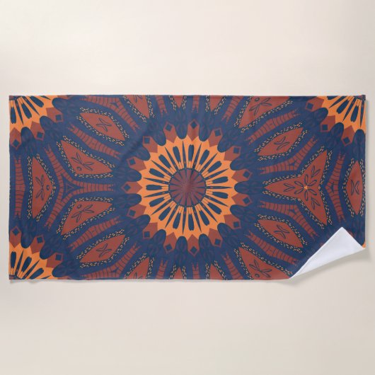 房保開花曼荼羅模様 ビーチタオル (正面)