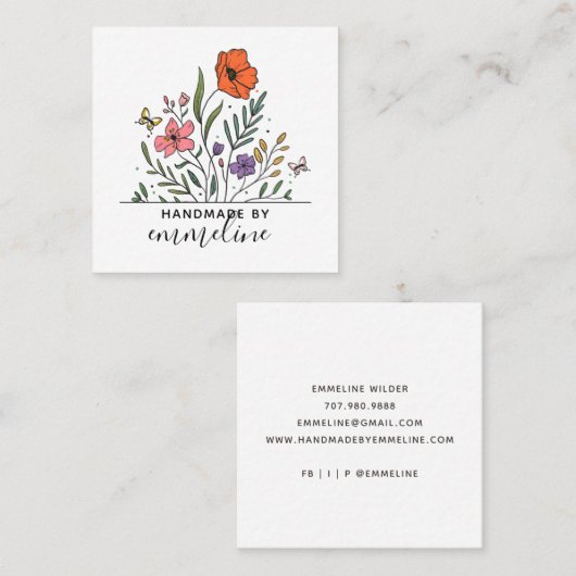 房宝の花を職人が手作り スクエア名刺 (正面/裏面)