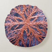 房宝オーバーサイズの焦げオレンジの藍刺繍 ラウンドクッション (正面)