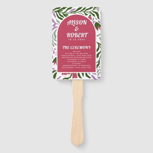 房宝弓と民俗花の結婚式プログラム ハンドファン (正面)