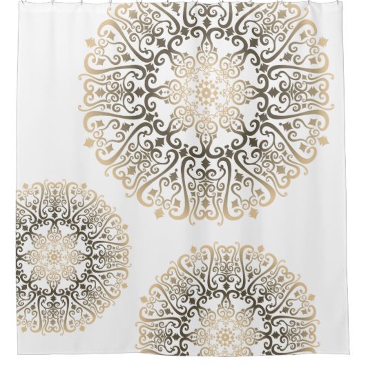房宝曼荼羅模様シャワーカーテン – セピア3 シャワーカーテン (正面)