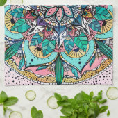 房宝曼荼羅水カラフル色フローラ キッチンタオル (折り畳み)