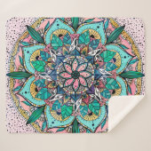 房宝曼荼羅水カラフル色フローラ シェルパブランケット (正面(横))