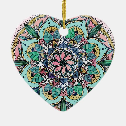 房宝曼荼羅水カラフル色フローラ セラミックオーナメント (正面)