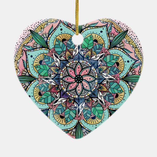 房宝曼荼羅水カラフル色フローラ セラミックオーナメント (裏面)