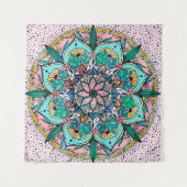 房宝曼荼羅水カラフル色フローラ タペストリー (正面(横))