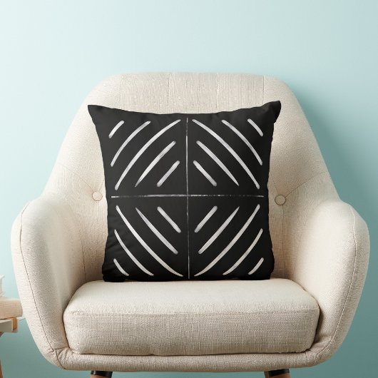 房宝柄の素朴な白黒フェミニン クッション