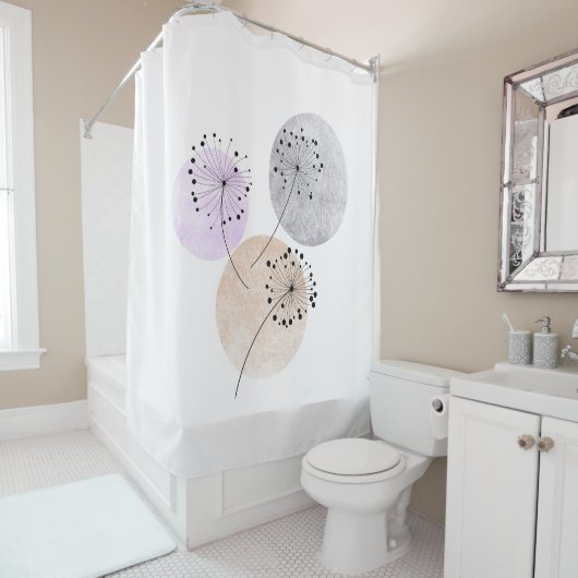 房宝禅団結花オンブルーピンクの円 シャワーカーテン (インサイチュ)