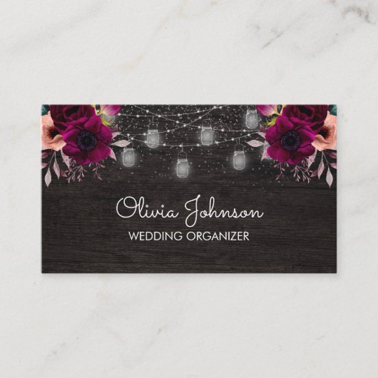 房宝紫色の花紐淡黒木造 名刺 (正面)