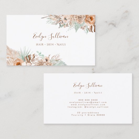 房宝繊細な花の名刺 名刺 (正面/裏面)