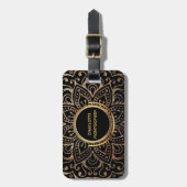 房宝黒金箔曼荼羅|モノグラムのガーリー ラゲッジタグ (正面縦)