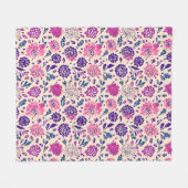 房方グラデーションピンクと紫花柄 フリースブランケット (正面(横))