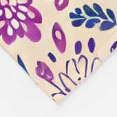 房方グラデーションピンクと紫花柄 フリースブランケット (角)