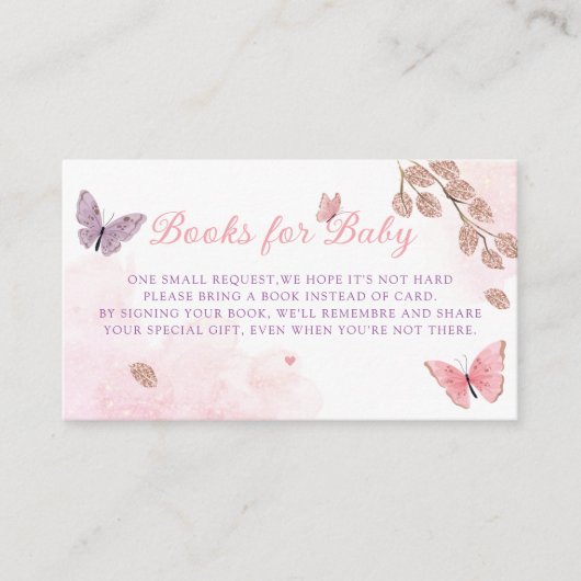 房方グリッターブックスベビーバタフライベビーシャワー エンクロージャーカード (正面)