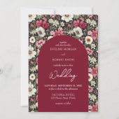 房方ブルゴーニュのピンクと白い野生の花 招待状 (正面)