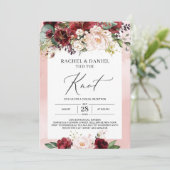 房方ブルゴーニュ赤面ピンクフローラが結び目を結んだ 招待状 (スタンド正面)