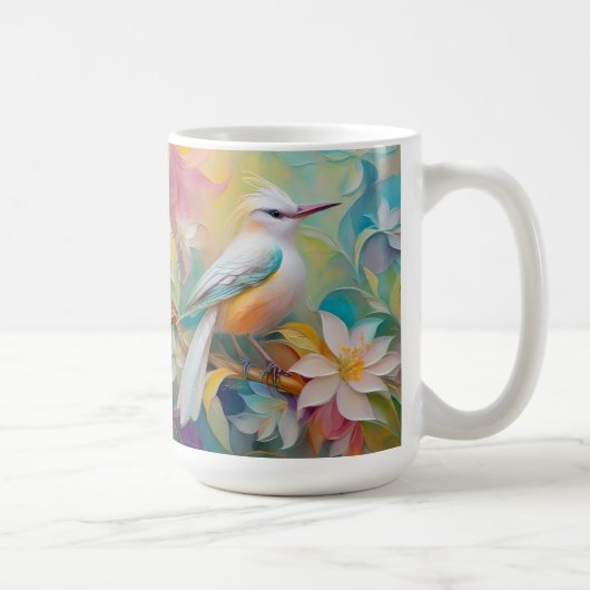 房毛のある黄金の尻尾の幻想的な鳥 コーヒーマグカップ (右)
