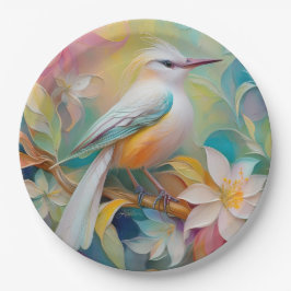 房毛のある黄金の尻尾の幻想的な鳥 ペーパープレート