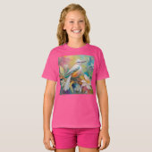 房毛のある黄金の尻尾の幻想的な鳥 Tシャツ (正面フル)