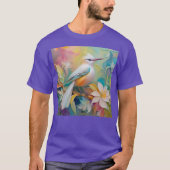 房毛のある黄金の尻尾の幻想的な鳥 Tシャツ (正面)
