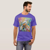 房毛のある黄金の尻尾の幻想的な鳥 Tシャツ (正面フル)