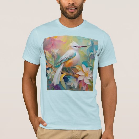 房毛のある黄金の尻尾の幻想的な鳥 Tシャツ (正面)