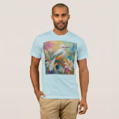 房毛のある黄金の尻尾の幻想的な鳥 Tシャツ (正面フル)
