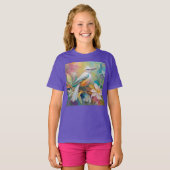 房毛のある黄金の尻尾の幻想的な鳥 Tシャツ (正面フル)