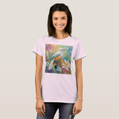 房毛のある黄金色のお尻の幻想的な鳥 Tシャツ (正面フル)