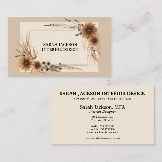 房穂乾燥花・草内装 名刺 (正面/裏面)