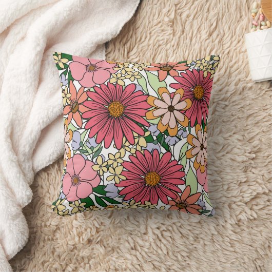 房穂着色花柄 クッション (ブランケット)