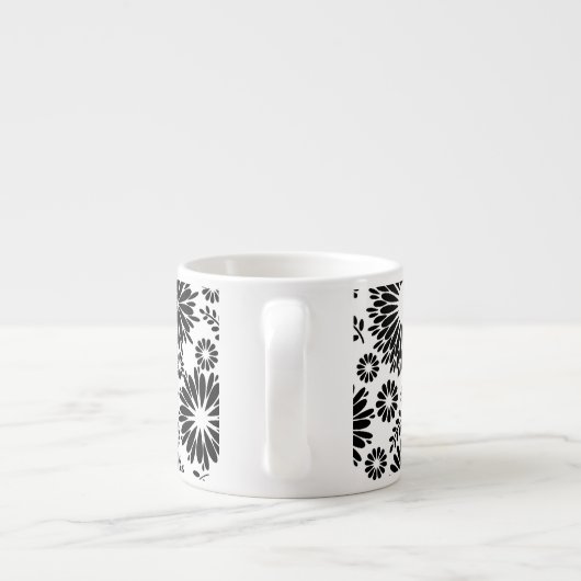 房穂花黒白ベクトル花柄 エスプレッソカップ (裏面)