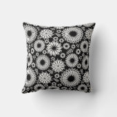 房穂花黒白ベクトル花柄 クッション (裏面)