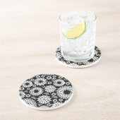 房穂花黒白ベクトル花柄 コースター (側面)