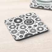 房穂花黒白ベクトル花柄 コースター (左側)