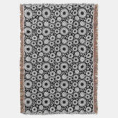 房穂花黒白ベクトル花柄 スローブランケット (正面縦)