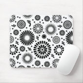 房穂花黒白ベクトル花柄 マウスパッド (マウス)