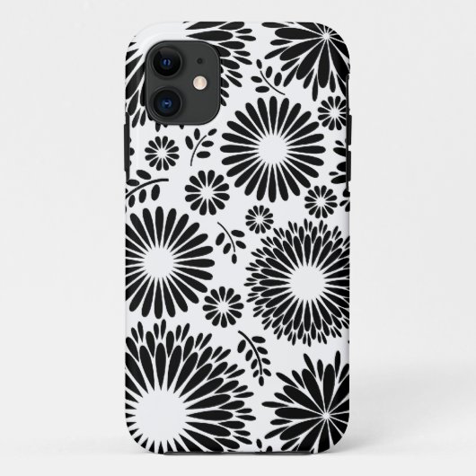 房穂花黒白ベクトル花柄 Case-Mate iPhoneケース (裏面)