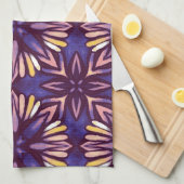 房穂花:紫花芸術的柄 キッチンタオル (四つ折り)