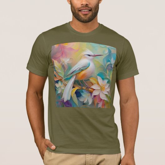 房飾りの金色のお尻のファンタジー鳥 Tシャツ (正面)