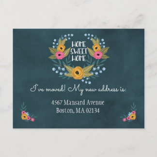 所在地のネイビーブルーフローラ変更 案内ポストカード