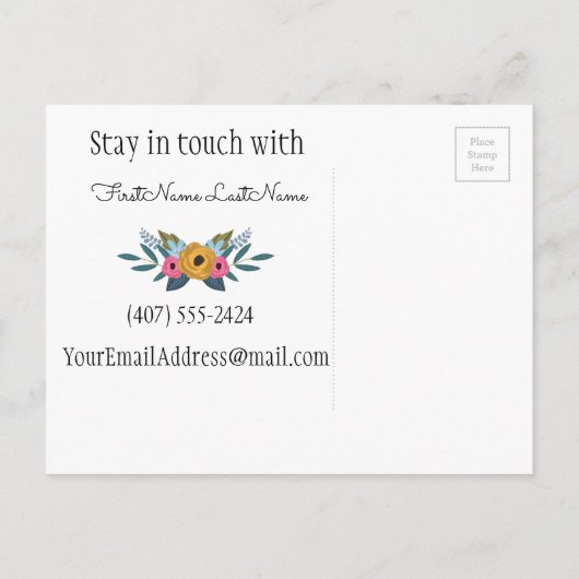 所在地のネイビーブルーフローラ変更 案内ポストカード (裏面)