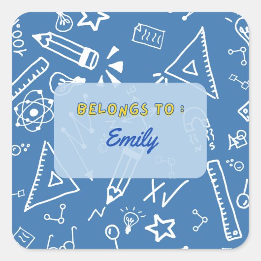 所属 – 学校パーソナライズされたのシール スクエアシール (正面)